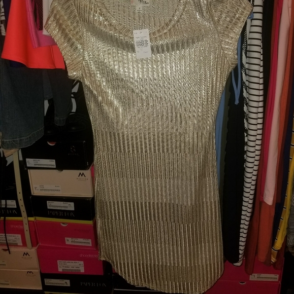 NWT Ivory and Gold Mini Dress - Picture 2 of 6